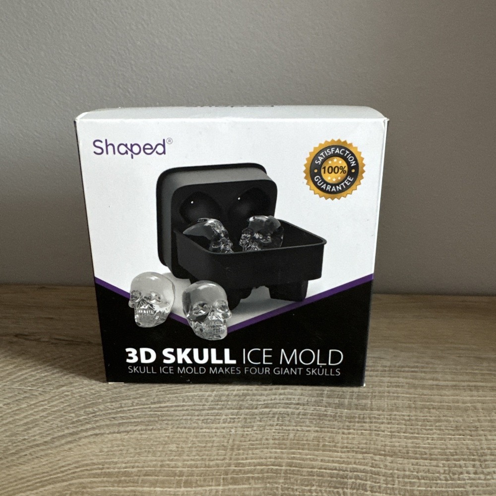 Skull Ice Cube Tray Large Black Bar Wear Whiskey‎ Scotch Bourbon Slow Melting